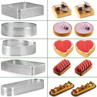 stainless steel mini french mousse cake ring perforated egg tart dessert mould circle heat resistant kitchen pastry baking tools