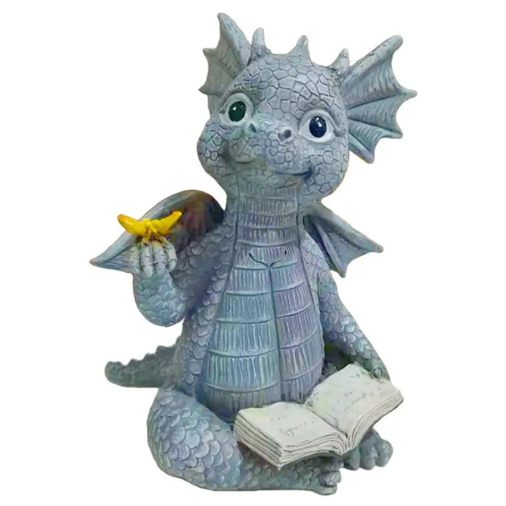 

Little Dragon with butterfly Resin Ornaments For Dragon Boy Birthday Gift Resin Decoration Desk Cute Miniature Garden Statue