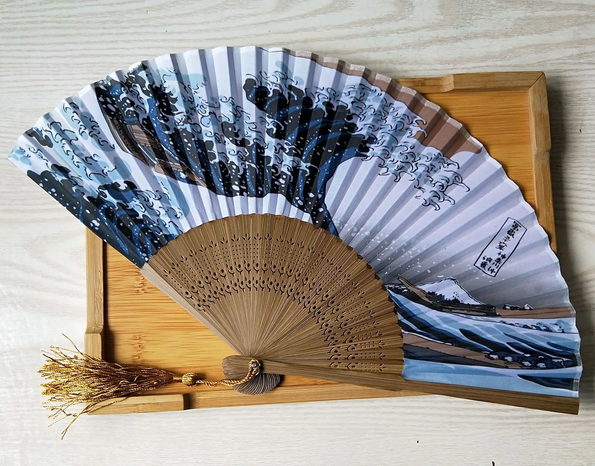 Японский ручной веер Ukiyoe серфинг морская волна Kanagawa складной eventail винтажные