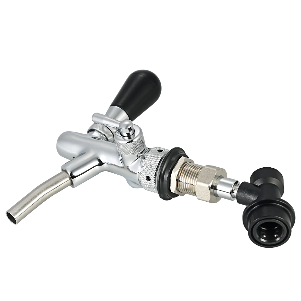 

Adjustable Flows Chrome Draft Beer Tap G5/8 Shank Long Stem Home Brew Beer Keg Taps with Ball Lock Disconnect for home or bar