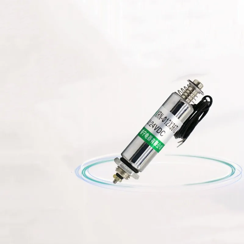 Цилиндрический маленький электромагнитный соленоид постоянного тока с нажимным выдвижным элементом, ход 20 Вт, всасывание 6 мм, сила удерживания 50 г, постоянный ток 12 В, 24 В