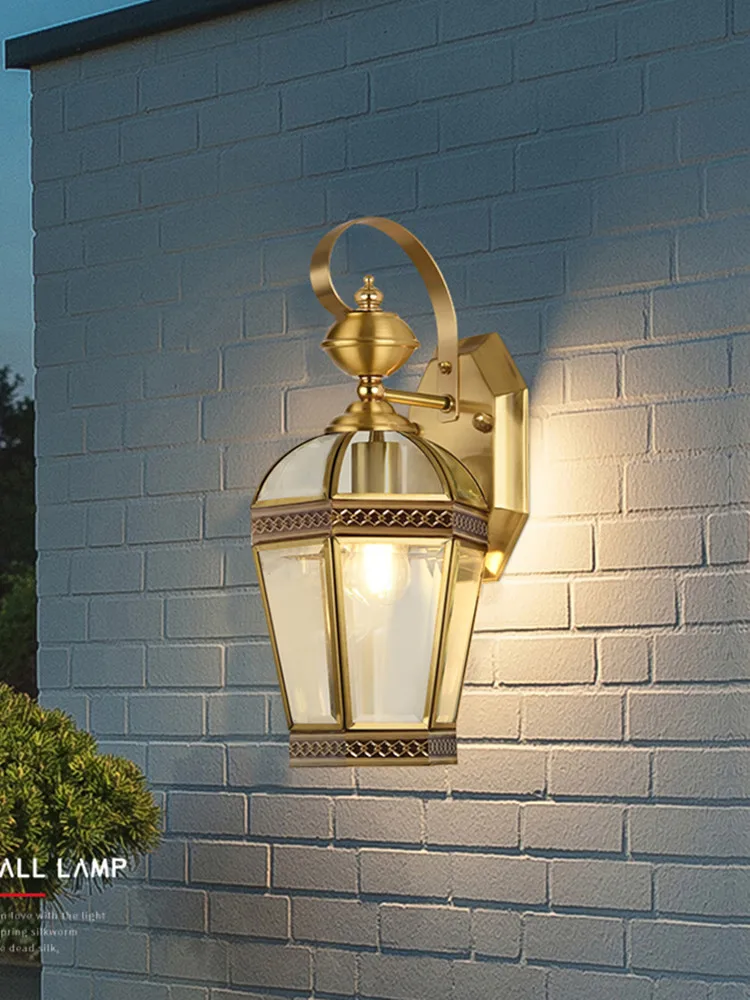 Винтажный настенный светильник из меди и стекла освещение для сада улицы