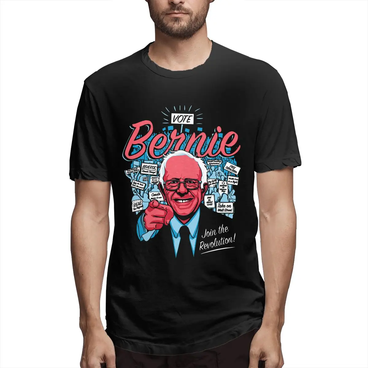 

Bernie Sanders Revolution Essential Men Classic T-Shirt Cool Tee Shirt Short Sleeve Crewneck T-Shirt 100% Cotton Party Clothes