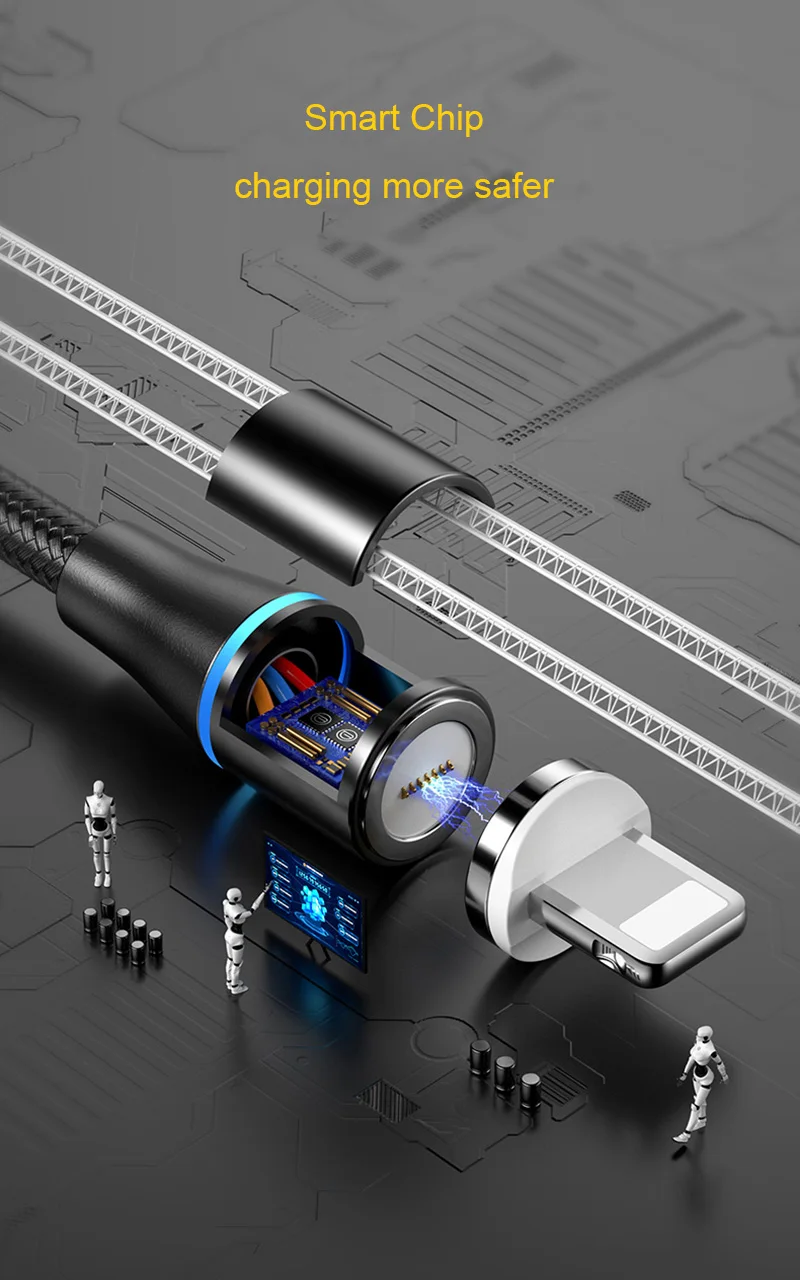 Sarika S06 3A светодиодный магнитный Кабель зарядного устройства для iPhone 11 Pro Max Android Micro usb type C мобильный телефон Быстрая зарядка Магнитный кабель