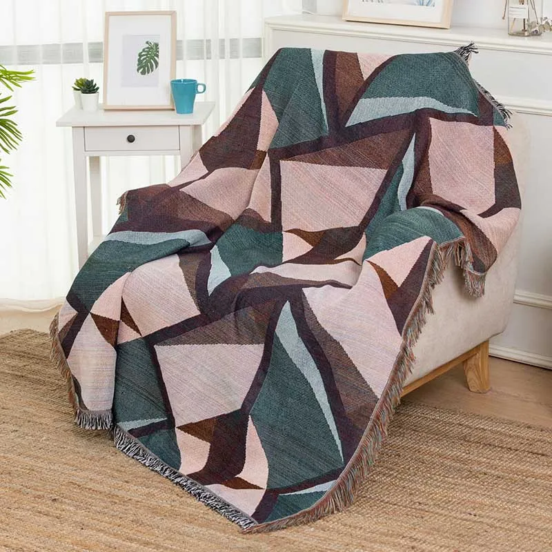 Вязаное домашнее трикотажное покрывало для кровати плед новорожденных