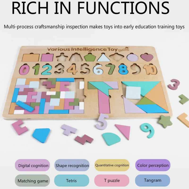 

Деревянные развивающие игрушки Монтессори, детское развивающее пособие, цифровое познание, многофункциональные игрушки-головоломки для д...