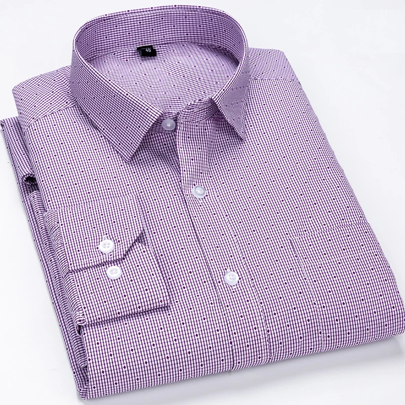 

Men Brand Casual Shirt Casual 40% Cotton Long Sleeve for Summer Spring Dots 2 Color Turndown Collar Pocket Broadcloth A07301450