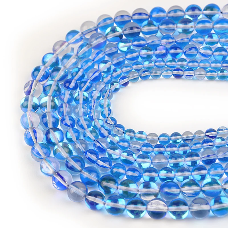 

Round Moonstone 6/8/10mm Natural Stone Beads Shiny Blue Glitter Stone Beads For DIY Making Bracelet Necklace Jewelry Beadtales