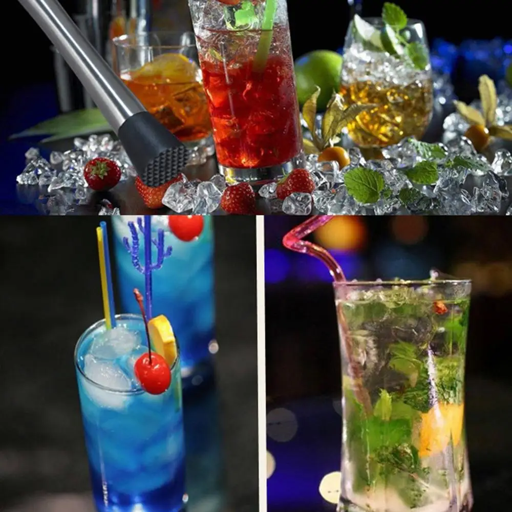 

Cocktail Muddler Barware Cocktail Stainless Steel Bar Mixer DIY Drink Fruit Muddler Crushed Ice Barware Bar Tool 2021