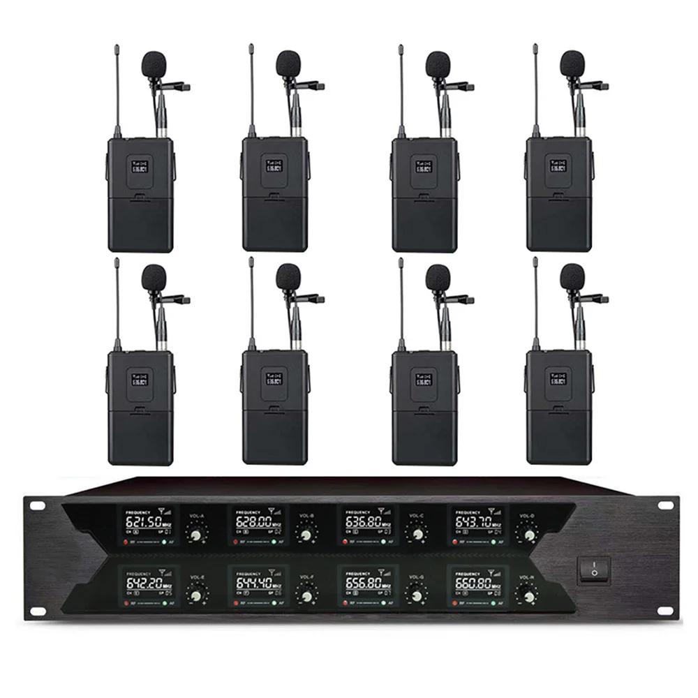 Беспроводная микрофонная система 8-канальный микрофон для школы церкви