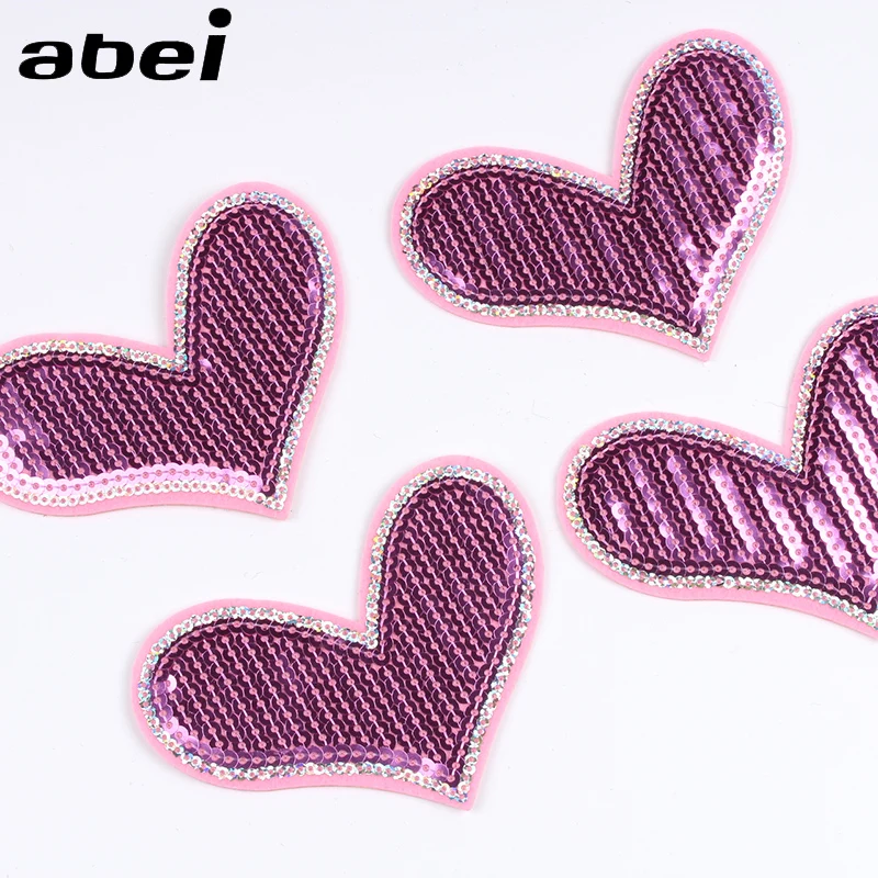 10 шт. нашивки с розовыми сердечками для вышивания одежды своими руками