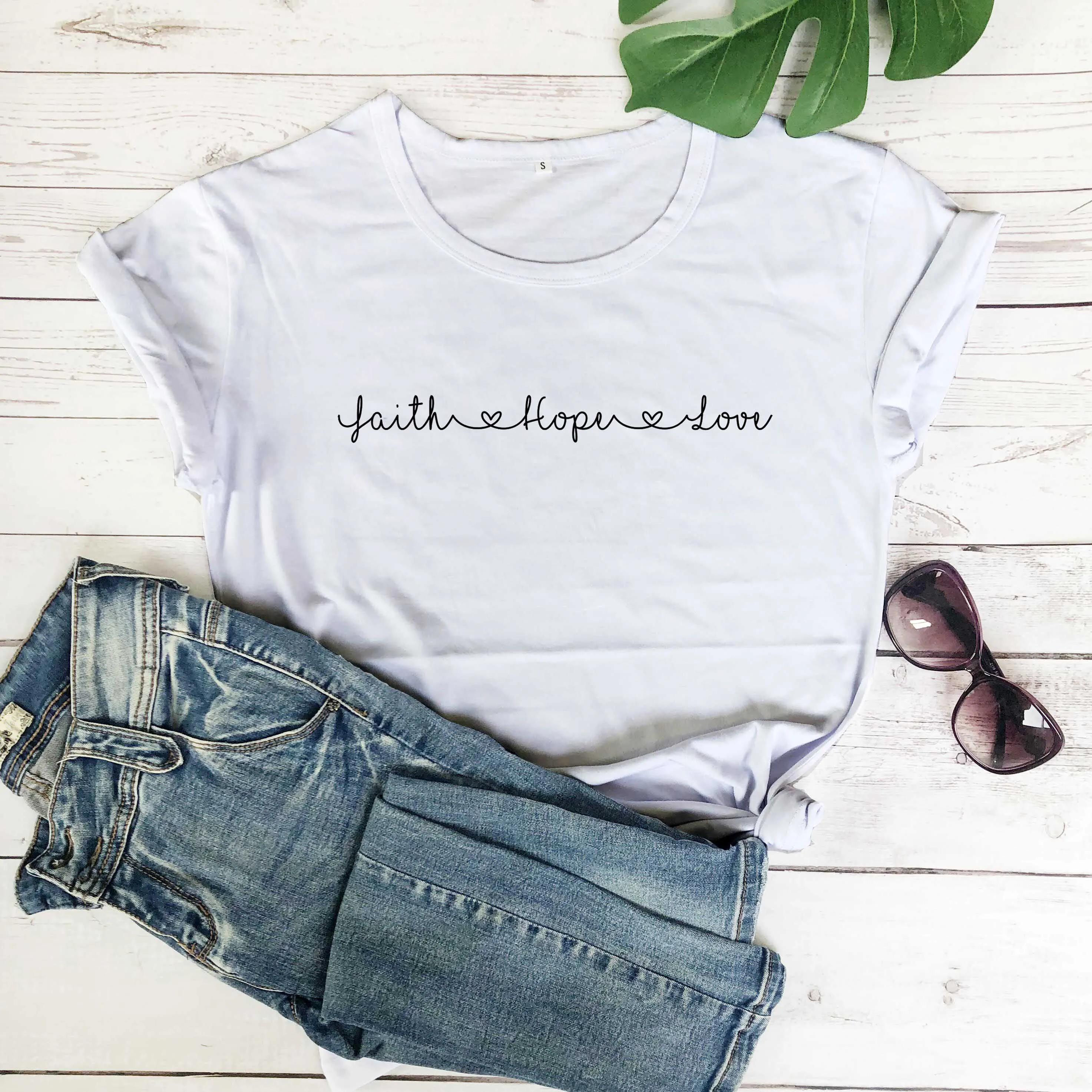 

Faith Hope Love religion women fashion cotton quote young hipster vintage Christian Bible baptism t shirt religion tee tops M422