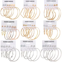 2021 fashion trendy gold silver color heart hoop earrings set for women girls geometric spiral circle metal alloy earrings gift