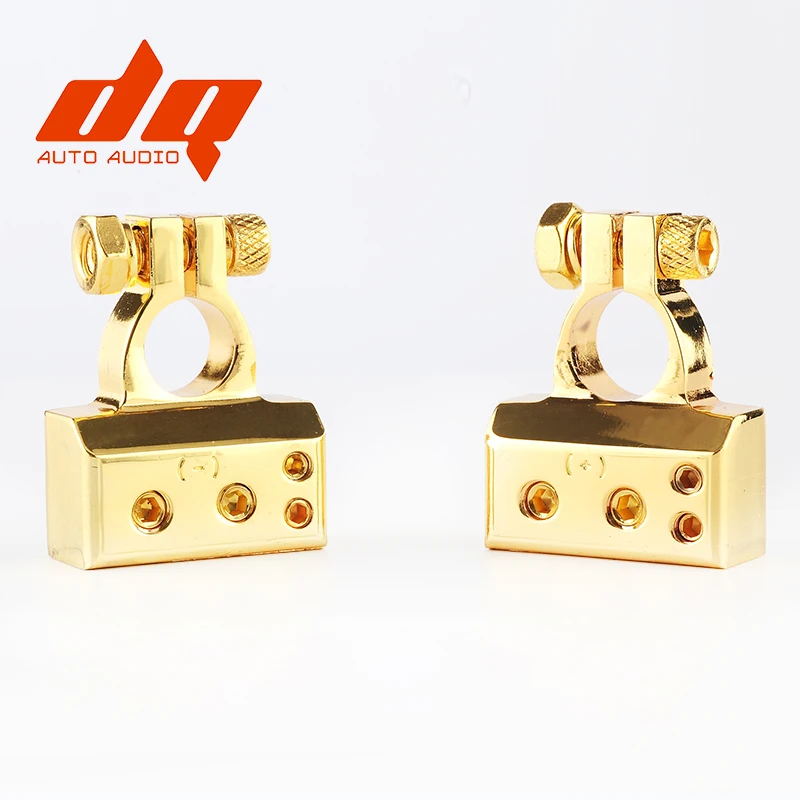 

BEST 2PCS Heavy Duty Metal Gold Plated Gauge Car Battery Terminal Positive/Nagative F 0/1 2 4 8 AWG Positive & Negative 2 In 1