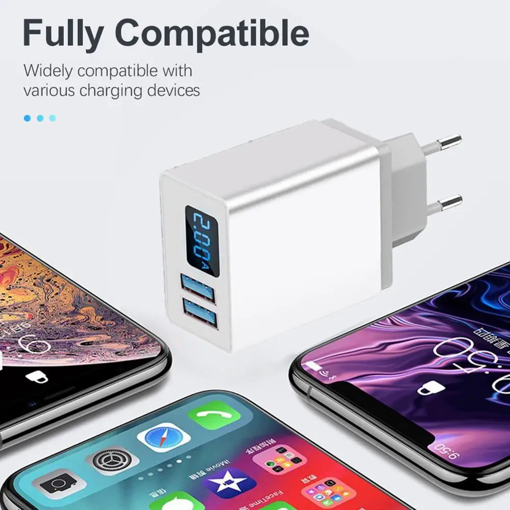 Зарядное устройство USB с цифровым дисплеем для iPhone 5 В 2 4 А | Мобильные телефоны и