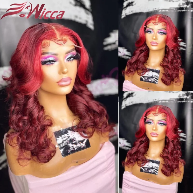 

Хайлайтер красный цвет 13X 4 кружевной передний парик Омбре человеческие волосы парики 4x4 застежка для женщин предварительно выщипанные 180% б...
