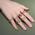 Осеннее стильное Радужное кольцо, женское кольцо с золотым цирконом, роскошное регулируемое обручальное кольцо, вечернее кольцо, ювелирные изделия для женщин, подарок