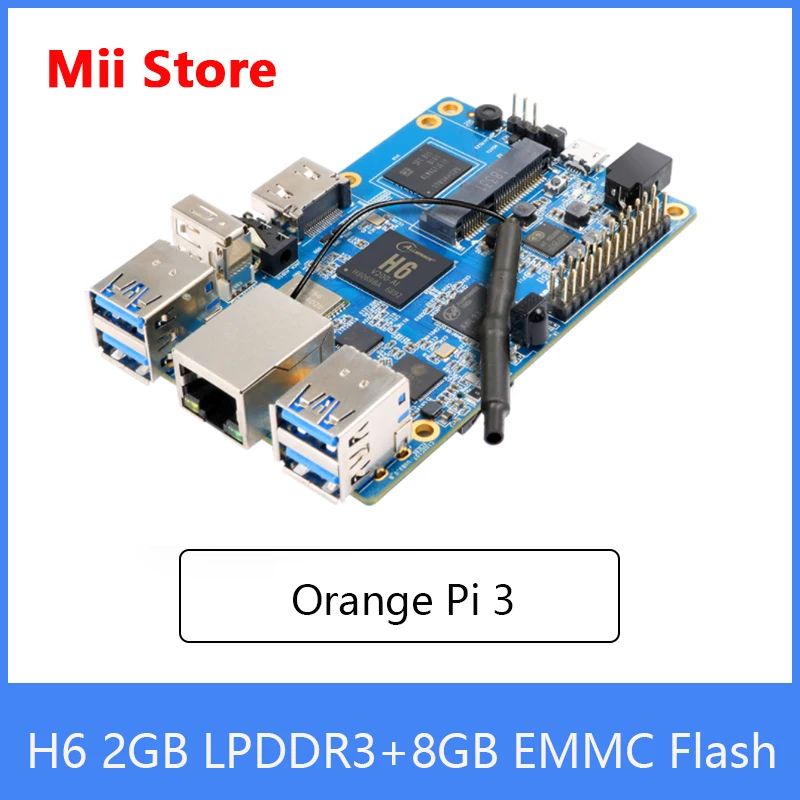 Мини-ПК Orange Pi 3 H6 2 Гб LPDDR3 + 8 EMMC флэш-памяти Gigabyte Ethernet-порт AP6256 Wi-Fi BT5.0 4хusb 0 поддержка