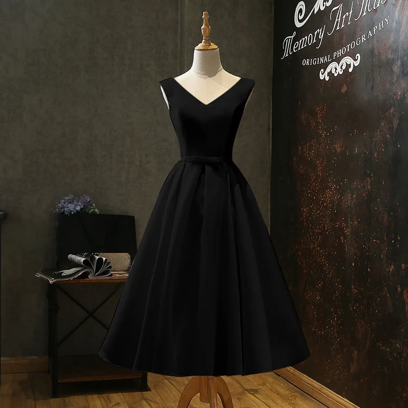 

Women's short formal prom evening dress Plus size V neck sleeveless satin wedding party dress pink white bridesmaid dress