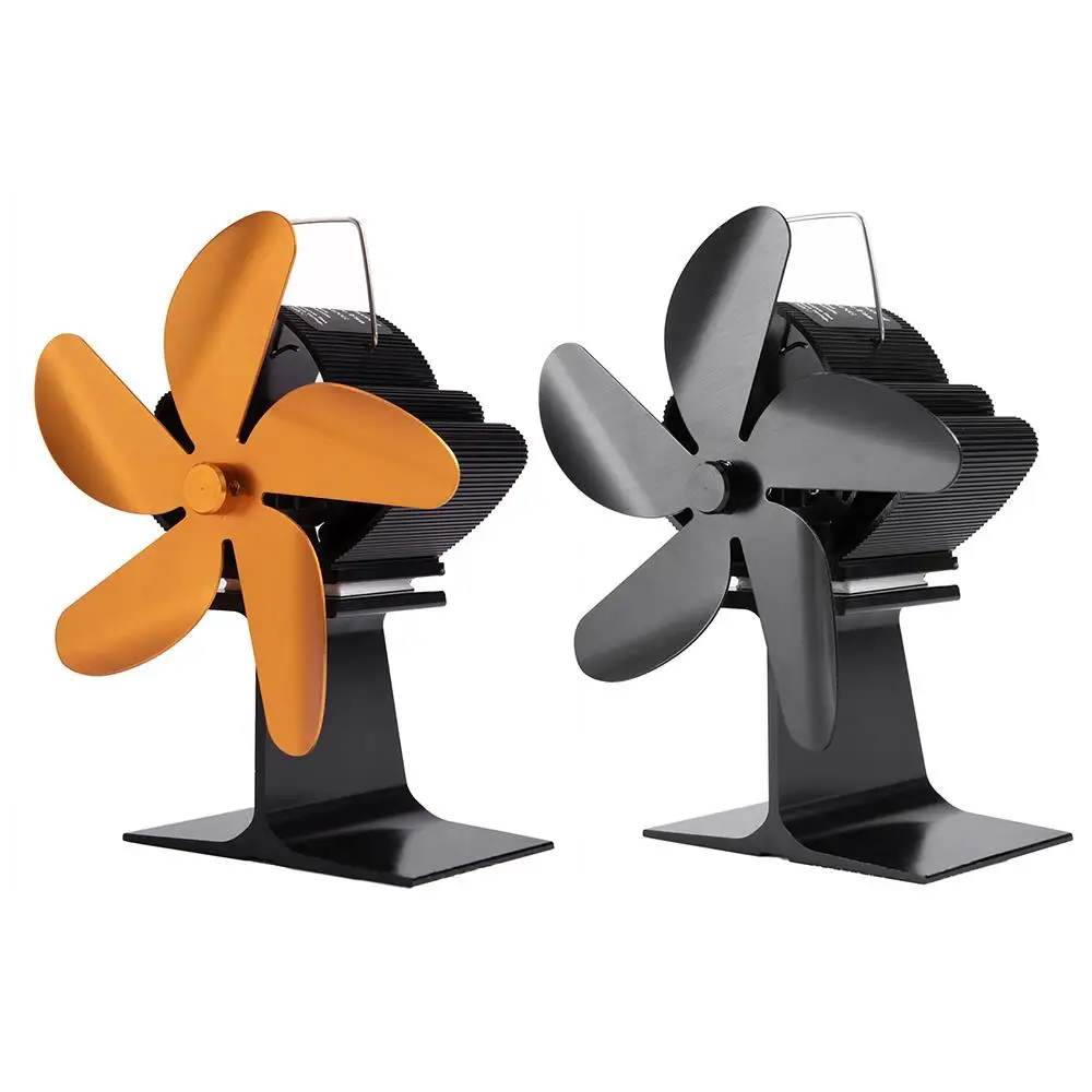 

5 Blades Fireplace Fan Heat Powered Fan Winter Mini Stove Fan Portable Indoor Household Ultra-Quiet Eco Friendly