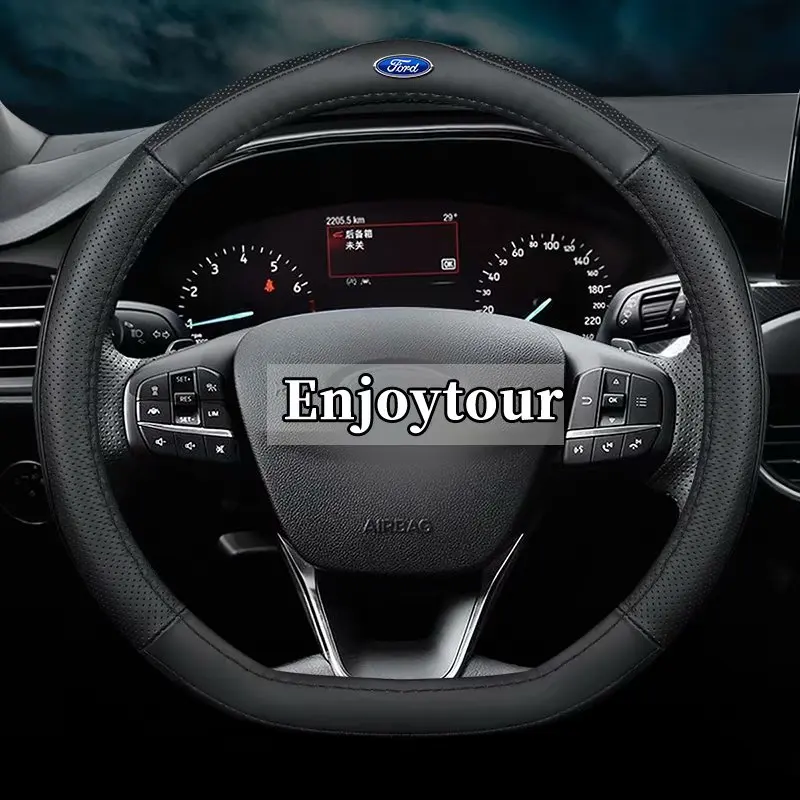 Кожаный чехол на рулевое колесо для Ford EcoSport Escape Kuga Expedition EL Max Explorer Galaxy S-Max F-Series Raptor Focus