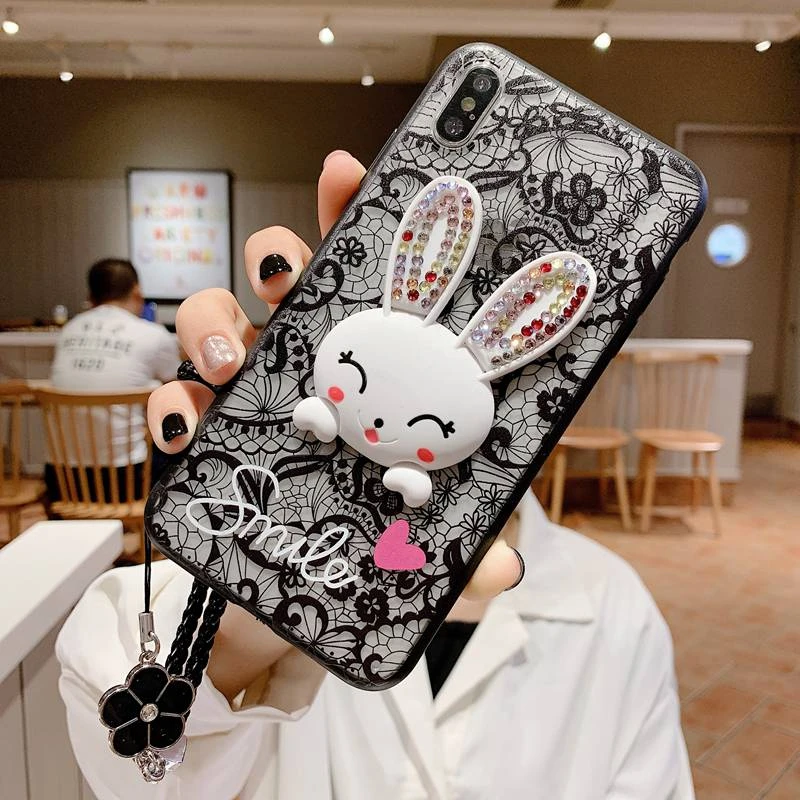 Lace Flower Makeup Mirror Phone Case For Samsung Galaxy S8 S9 S10 Lite S7 S6 Edge Plus C5 C7 C9 Note 8 9 With Lanyard Back Cover - Цвет: 9