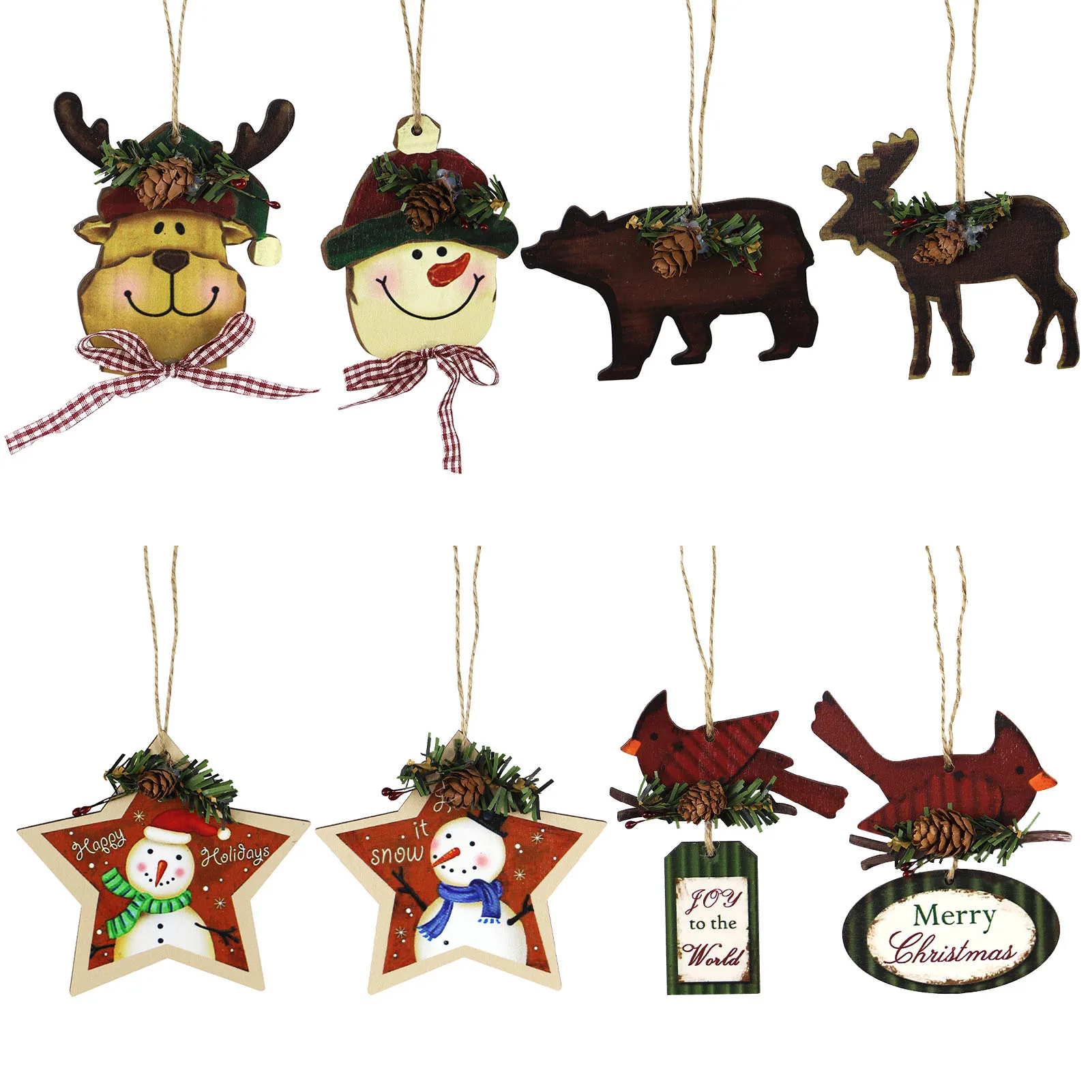 

Wooden Christmas Ornament Christmas Tree Snowman Hanging Decor