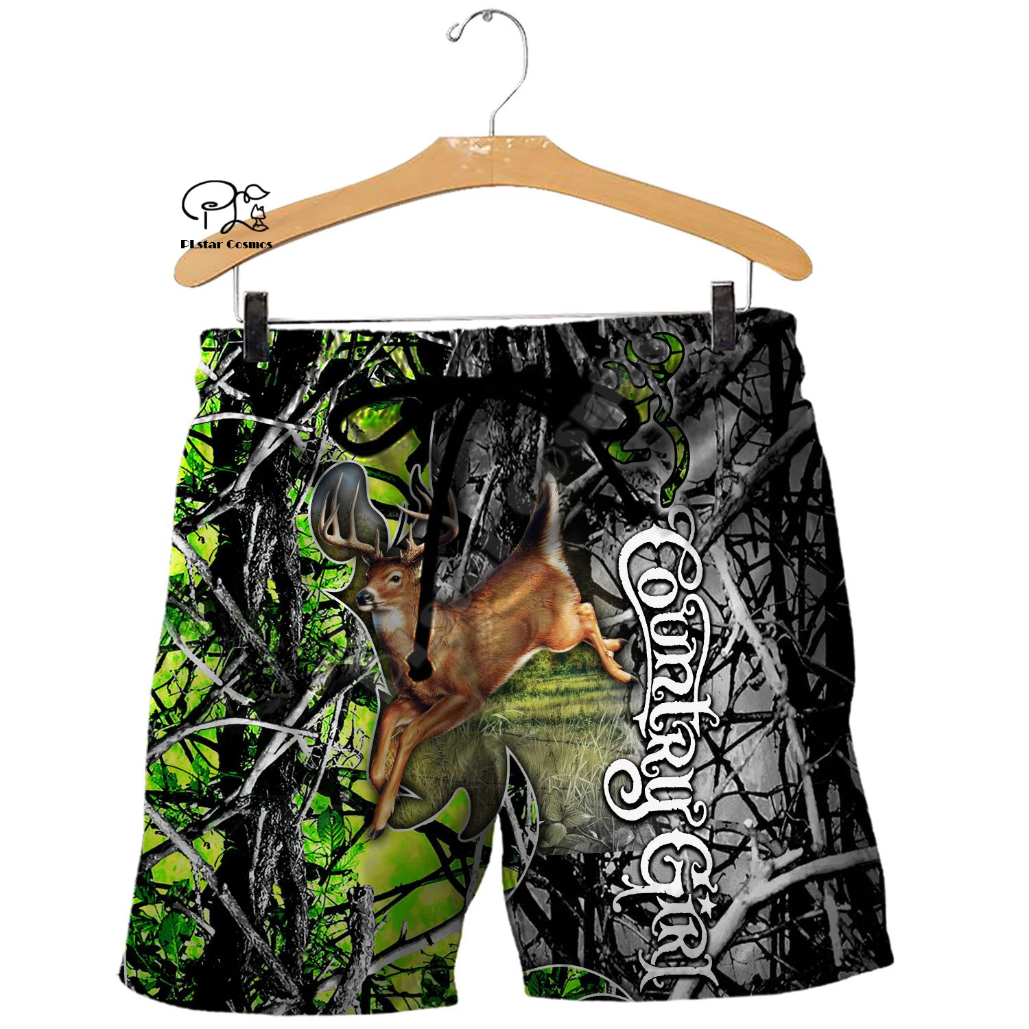 

PLstar Cosmos NewFashion Country Girl Hunter Deer Hunting Animal Camo Tattoo 3Dprint Summer Funny Casual Beach Shorts pants D-2