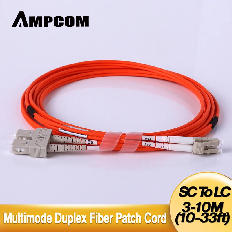 Оптоволоконный соединительный кабель AMPCOM LC к SC многорежимный дуплекс 50/125um OM2 LC/UPC