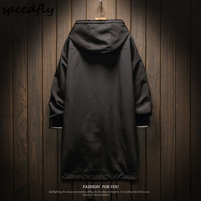 2021 весенний мужской стильный длинный тренчкот куртка из полиэстера черный