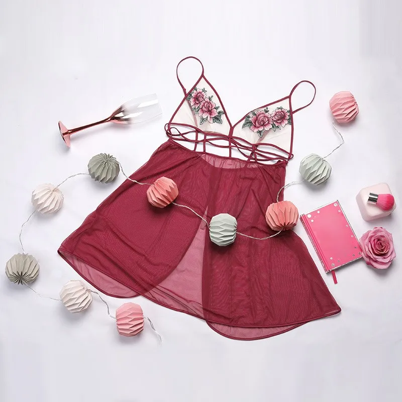 Для женщин Сексуальная кружевная ночная рубашка на бретелях одежда для сна