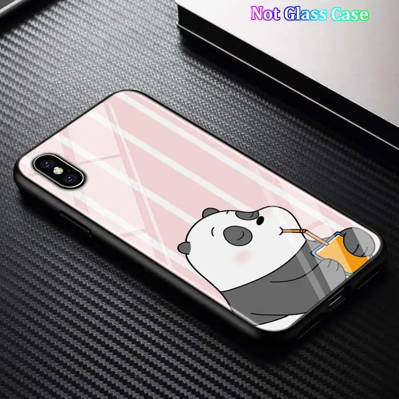 Black Cover Cute Bare Bears for iPhone 11 11Pro X XR XS Max for iPhone 8 7 6 6S Plus 5S 5 SE Glossy Phone Case