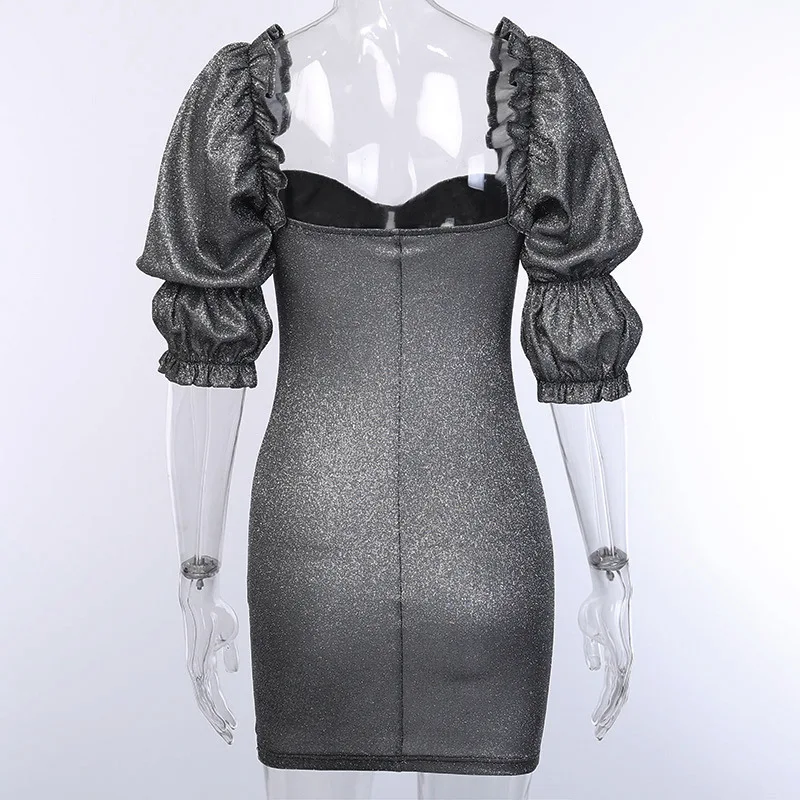 2019 hotest sexy woman autumn winter v neck backless Puff sleeve bandage dress celebrity party vestido | Женская одежда