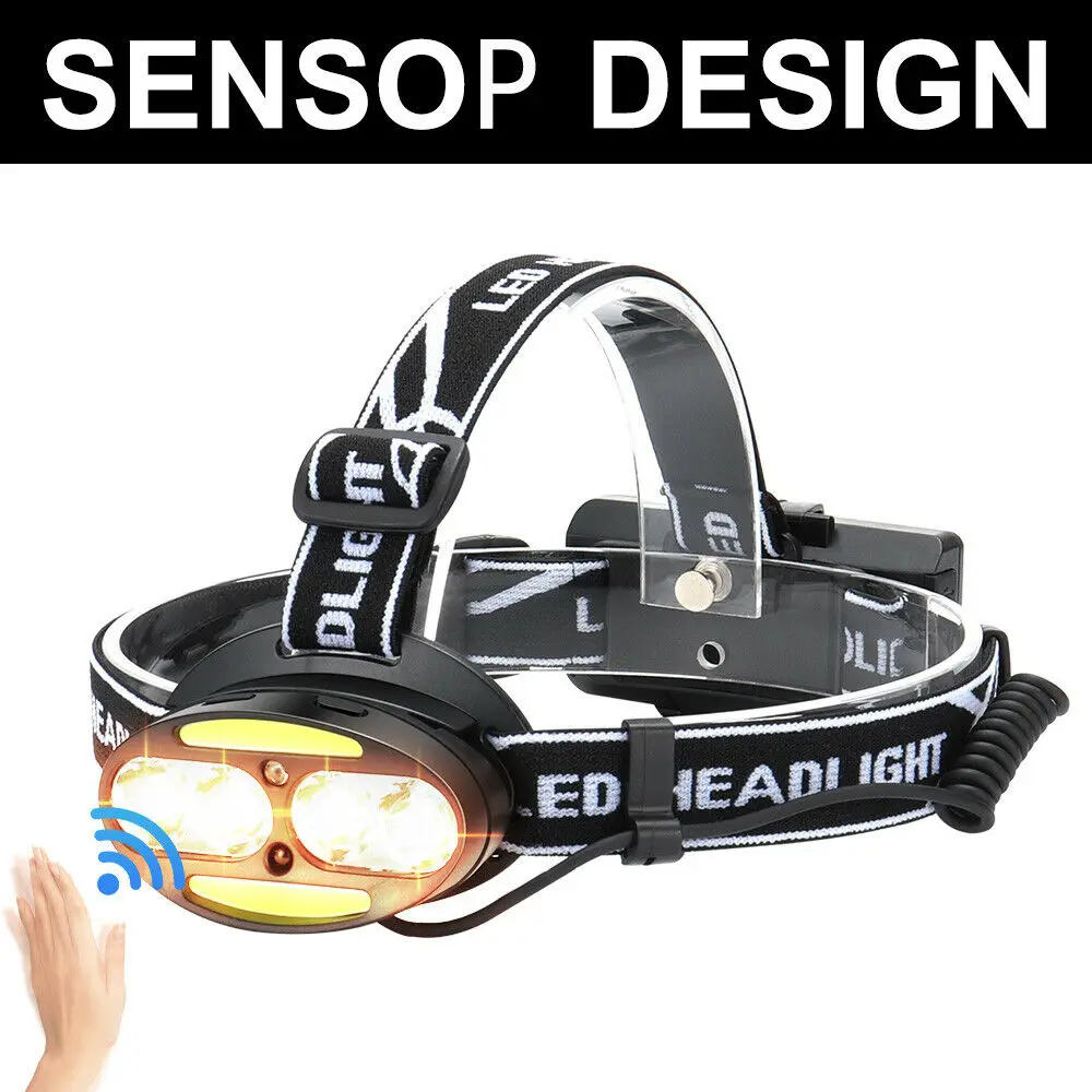 Сверхяркий налобный фонарь 18650 батарея передний свет движение сенсорный