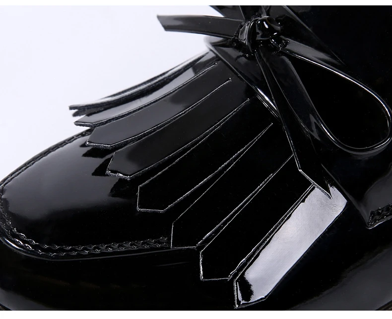 O16U Women Autumn Shoes Patent Leather Slip on Tassel Loafers Platform Flat Casual Shoes Women Flats Spring Shoes for Ladies