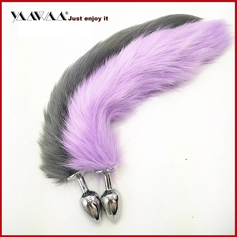 Анальная пробка мягкая с лисьим хвостом металлическая стальная для женщин