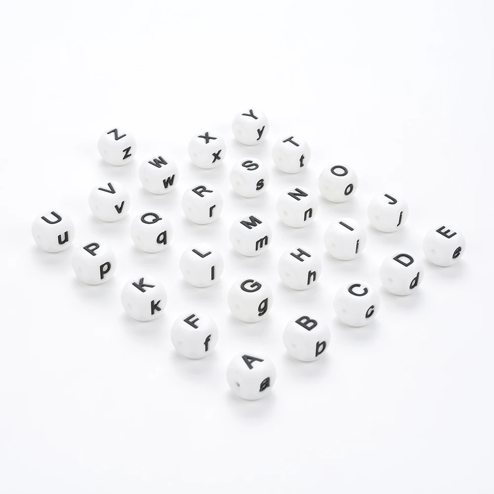 LOFCA-Cuentas de silicona para mordedores de beb&eacute;, abalorios sueltos sin BPA, letras de grado alimenticio, alfabeto, para nombre personalizado, DIY, 50 Uds.-2