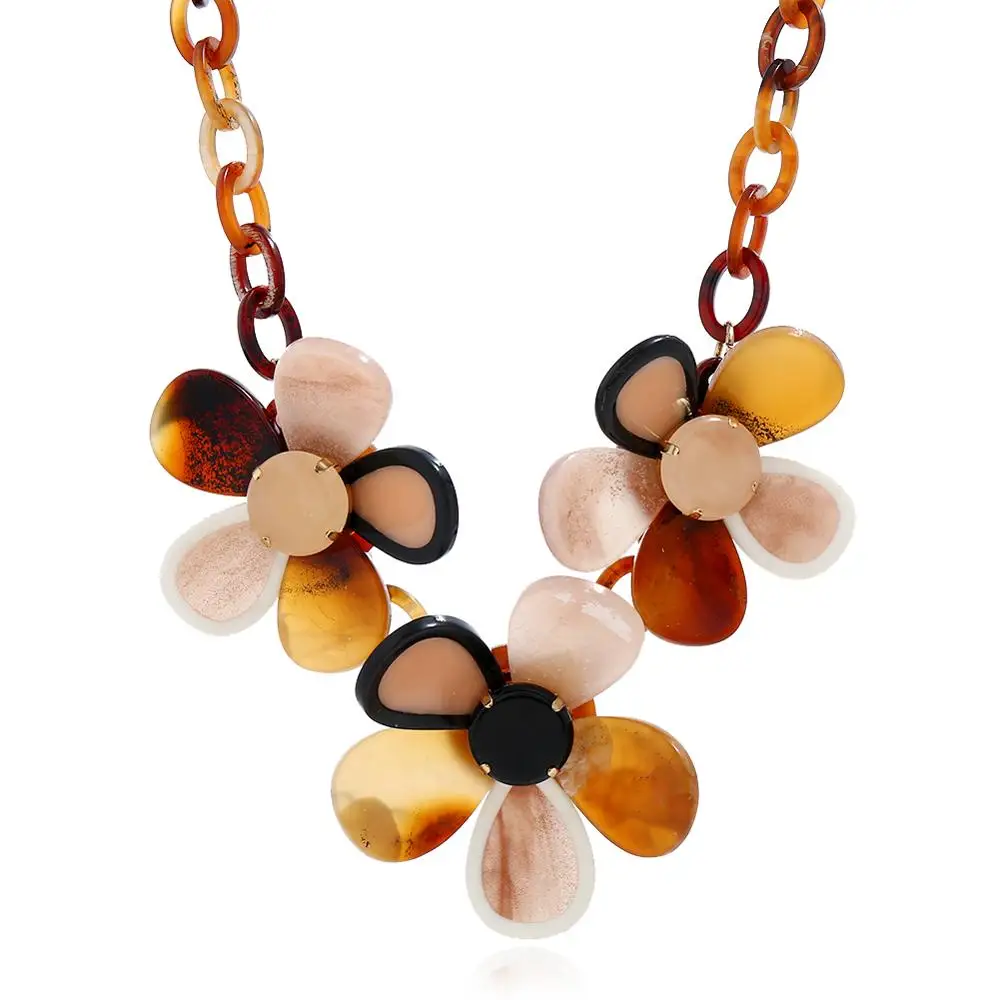 Чокер в стиле бохо Женский ожерелье из крупных акриловых цепочек с кулоном виде