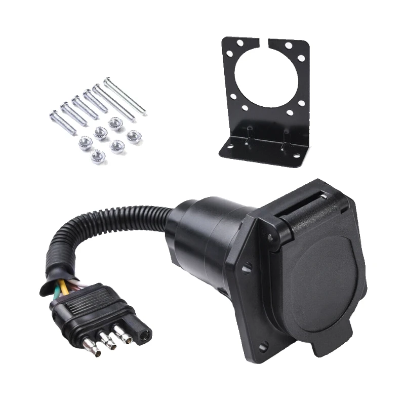 

Wearproof Receptacle Adapter 4-Way Flat Truck to 7-Way Blade Ouelet Connector RV Circuit Safety Equipment