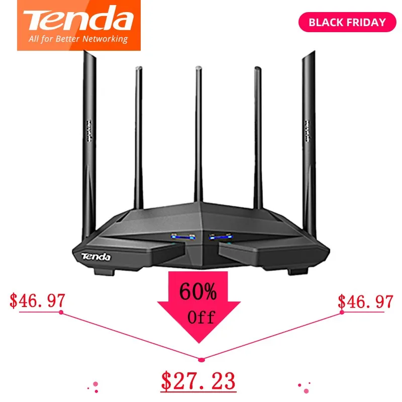 Tenda AC11 гигабитный Wifi роутер 1200 Мбит/с Wifi повторитель двухдиапазонный 2,4G/5G 1 WAN+ 3 LAN гигабитные порты 5*6 dbi антенна усиления 1 ГГц ЦП