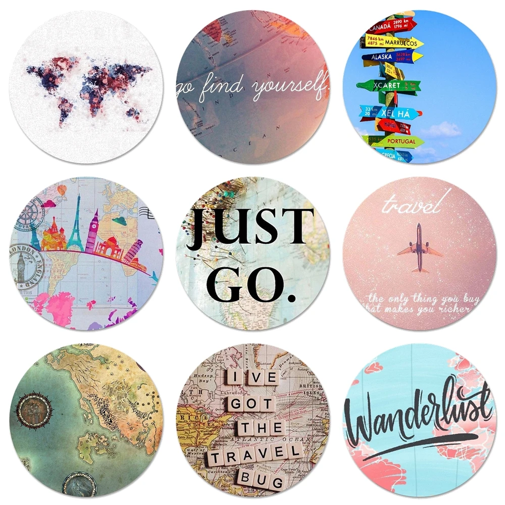 Карта мира путешествия планы значки металлические для телефона диаметром 58 мм |
