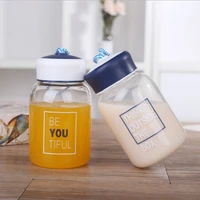 new transparent glass water cup student outdoor portable creative water bottle cold drink juice cup