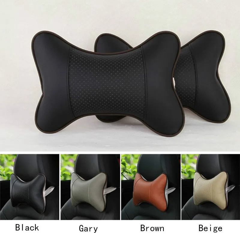 1PC Mini PU Leather Car Neck Pillows Universal Car Headrest Pillow Support Neck Pillow Black/Beige/Gray/Brown for Auto Car Seat