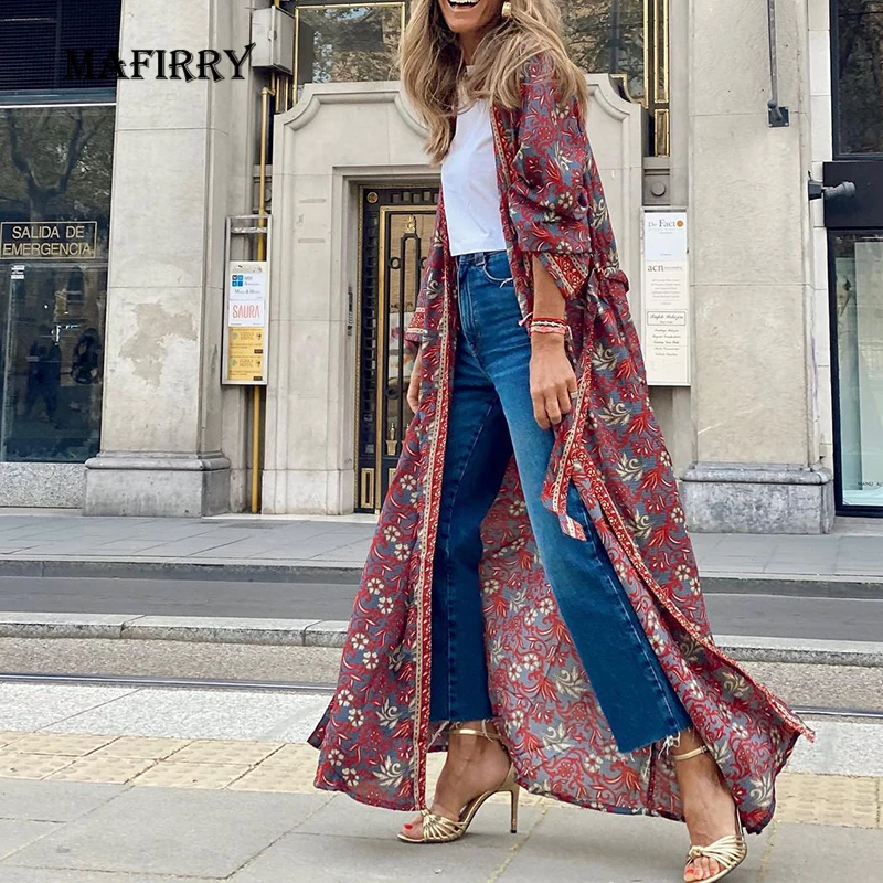 

Summer New Women Printing Streetwear Wide Waisted Coat Open Stitch Style Casual Beach Loose Manteau Femme Short Sleeve Outerwear