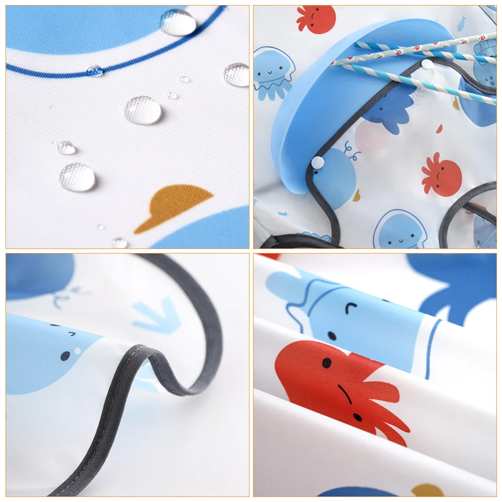 

Waterproof Baby Feeding Bib Adjustable Food Catcher Pocket Silicone Cartoon Bib