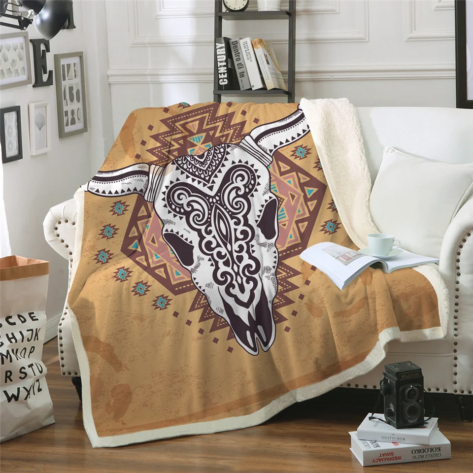 Постельные принадлежности Outlet Boho Ловец снов шерпа пледы одеяло племенные рога Цветок покрывало Готический Череп Бархат плюшевое покрывало 150x200