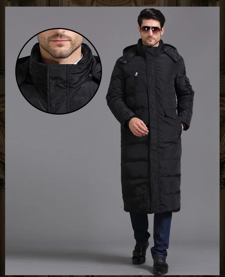 2022 new winter man duck down ultra long thick warm parkas jacket for male shiny black army green plus size xxxxl 2xl 3xl 4xl