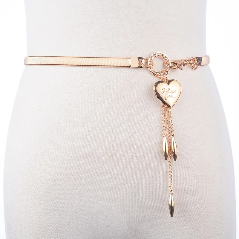 2021 Горячая Для женщин пояс Дизайн с сердечком застежка спереди Stretch Металл Пояс