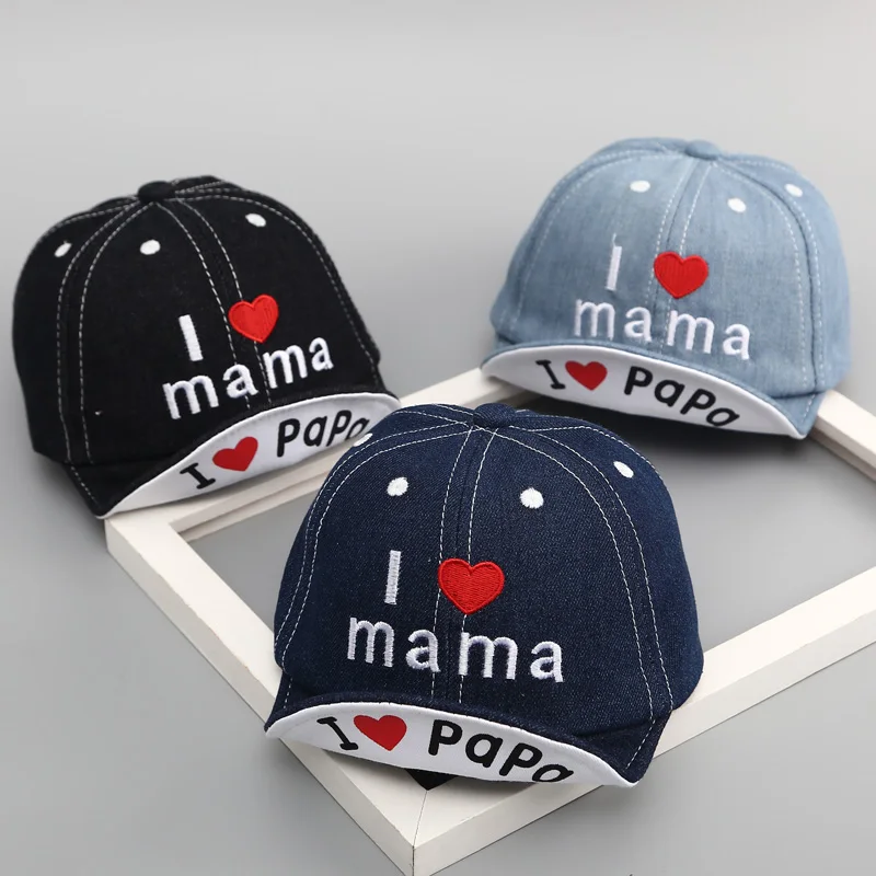 Модная Джинсовая детская шапка Love Papa Mama детские бейсболки с надписью летние