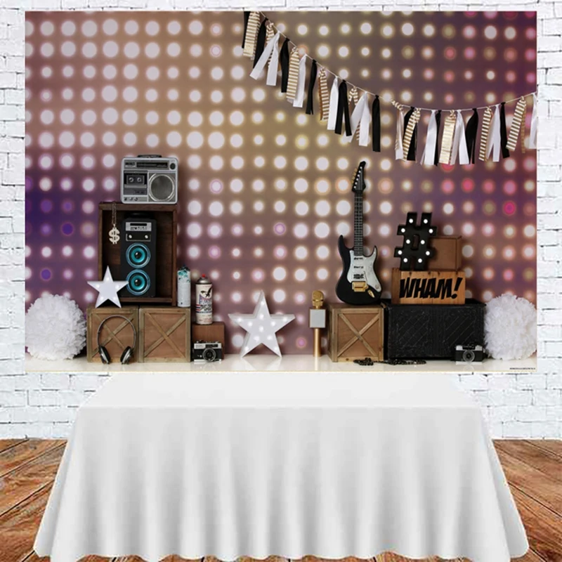 7X5Ft Photography Background Guitar Sound Carnival Party Theme Photo Studio Cloth for Family | Электроника